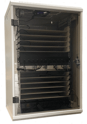 Ablage und Laden von Notebooks und MacBooks Ablage für 10 MacBooks mit Leistungs-Ladegerät